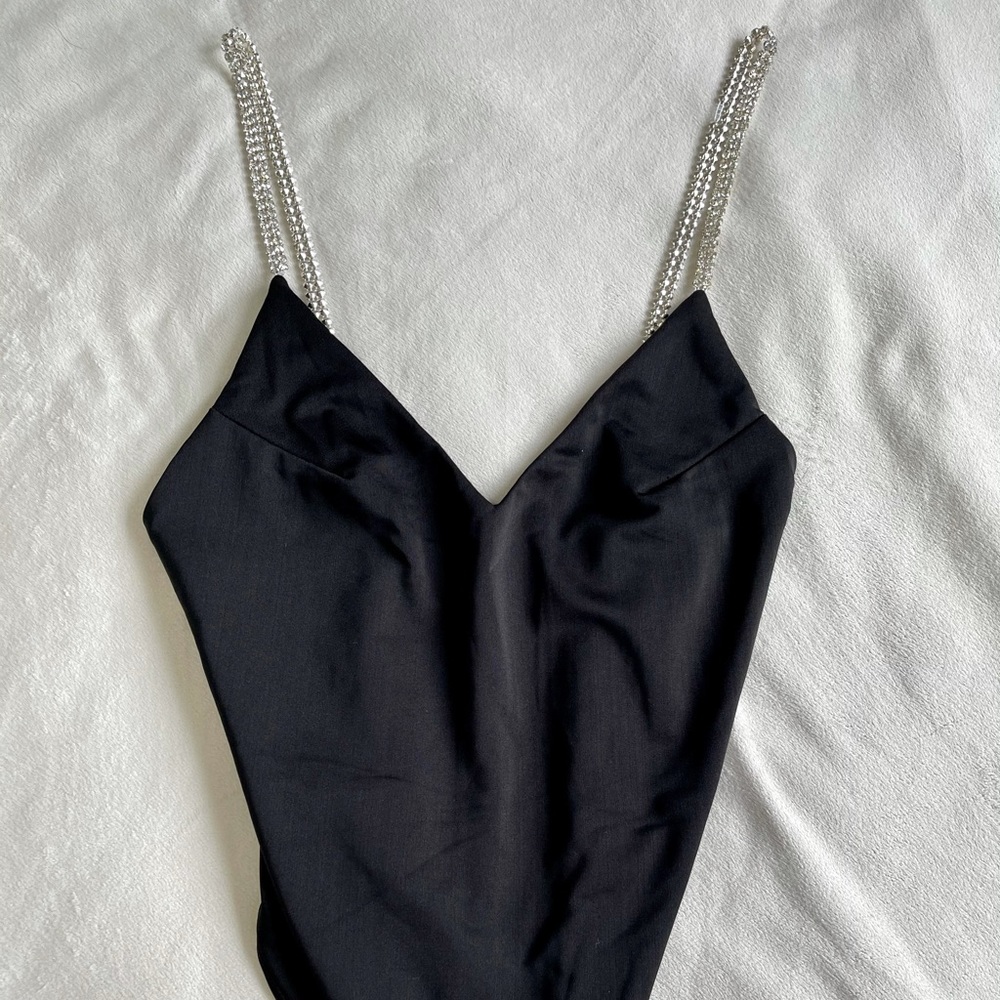 Satin Bodysuit with Diamond Detail